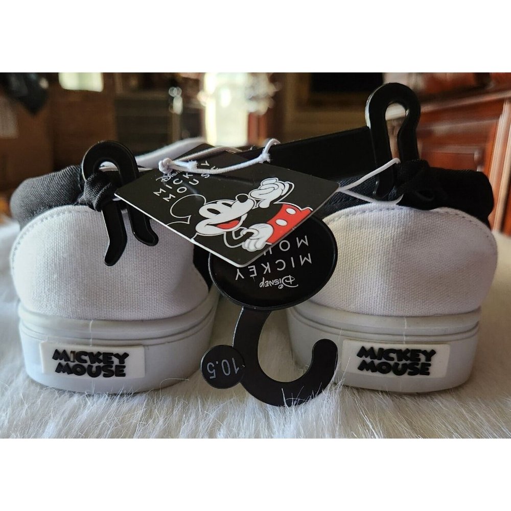 Disney Mickey Mouse Black White Slip On Sneakers Shoes 151473 Mens 10.5 NWT - Picture 4 of 9